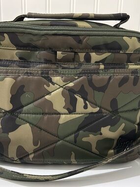 lug Roundabout XL Quilted Camo Crossbody Bag in Green and Brown